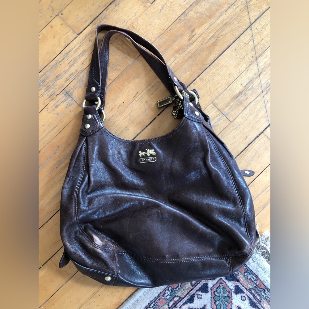 Brown leather Coach hobo purse